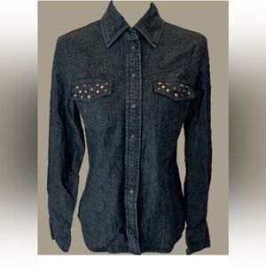 William Rast Dark Denim Textured Shirt